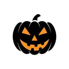Scary Black Halloween Pumpkin Vector – Classic Jack-o’-Lantern Face Illustration for Spooky Holiday Design

