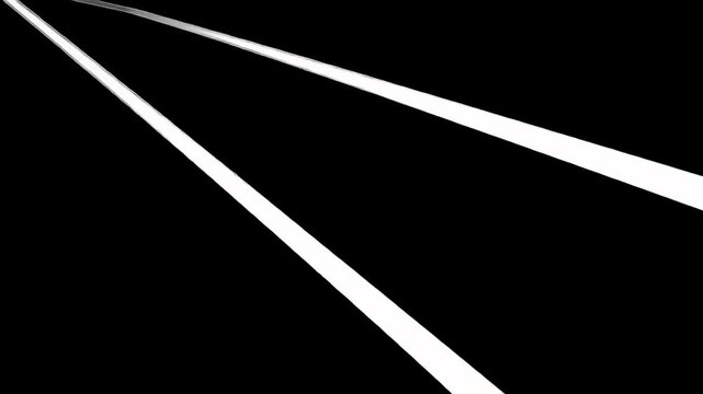 Two diagonal, parallel white lines against a stark black background