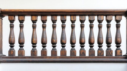 Wooden Railing with Vertical Spindles on White Representing Classic Interior Design Home Architecture and Rustic Style for Vintage Homes Fencing Ideas and Home Improvement