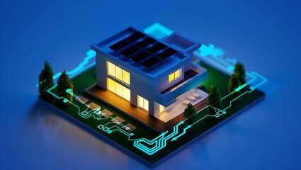 Obraz premium Modern Eco-Friendly Home Powered by Solar Energy and Smart Technology