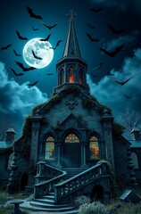 halloween night in the cemetery