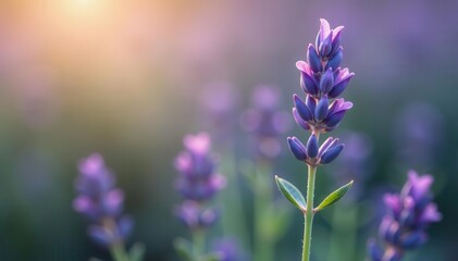 Obraz premium Single lavender sprig, soft purple hues, fine detail , botanical, sprig, texture