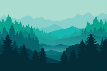 Fototapeta premium forest horizon line with layered depth and fog art