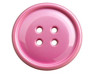  Glossy pink round sewing button with four holes isolated on transparent background PNG