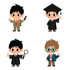 Vector Illustration of School Boys Set