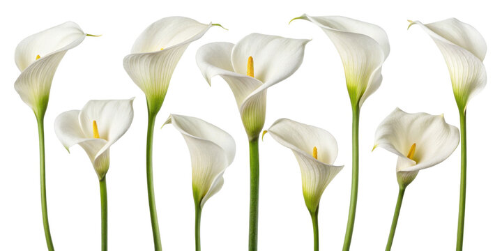 Elegant calla lilies stand tall in graceful arrangement showcasing their delicate beauty and vibrant green stems