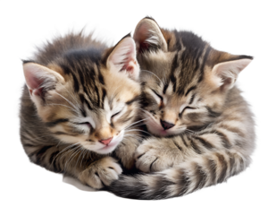 Two Sleeping Kittens on Transparent Background