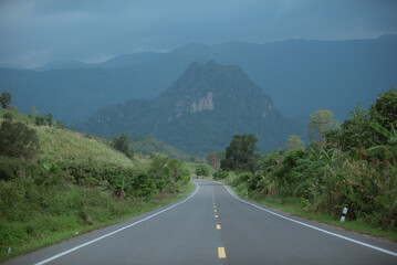 Fototapeta premium Beautiful mountain road background image