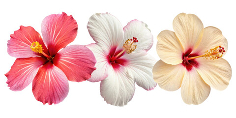 Beautiful hibiscus flowers bloom in vibrant colors showcasing nature artistry and elegance