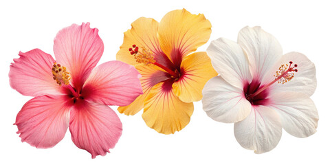 Beautiful hibiscus flowers in vibrant colors showcase nature artistry and elegance, perfect for any garden or floral arrangement