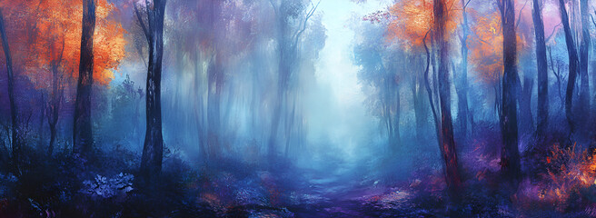 Colorful Misty Forest – Surreal Landscape,

Vibrant Fantasy Forest in Morning Fog