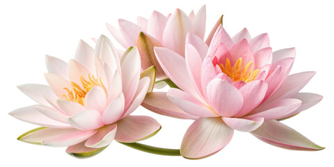 Beautiful lotus flowers bloom gracefully, showcasing delicate petals and vibrant colors that evoke sense of tranquility and peace