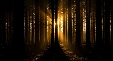 Fototapeta premium Forest Trees with Sunlight