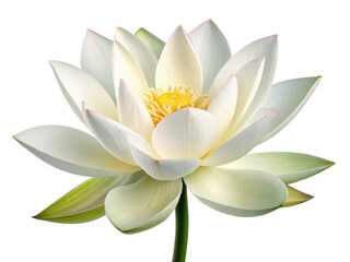 Beautiful lotus flower blooms gracefully with delicate petals and vibrant yellow center, symbolizing purity and tranquility