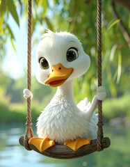 white duck in a cage