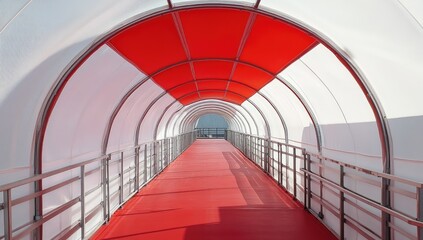 Fototapeta premium Archway pedestrian tunnel, red and white