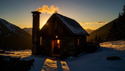 sunset in the mountains