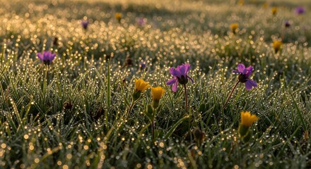 Flowers in Dewy Meadow