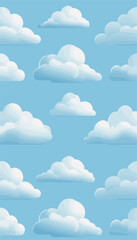 Cartoon Cloud Pattern – Fluffy White Clouds on Light Blue Sky for Backgrounds, Nature Themes & Educational Graphics