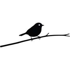 bird on a branch minimalist vector illustration