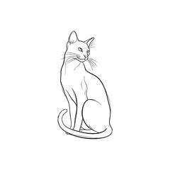 line art vector illustration of a cat