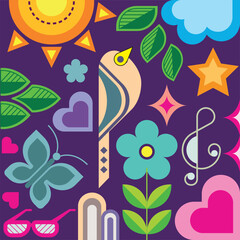 environment and earth day concept. it celebrates sustainability, agriculture, community living, nature’s beauty and the vibrant rhythm of our environment. for background, pattern or logo. 