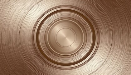 A sophisticated abstract background featuring brushed metallic concentric circles in warm bronze tones. Ideal for luxury, technology, and modern design applications.