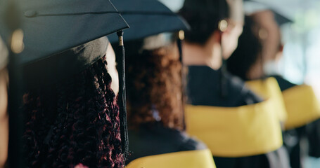 Back, college and people with success, graduation and education milestone with achievement....