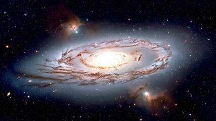 Rotating Spiral Galaxy with Bright Core and Nebula in Deep Space – AI Generated - Powered by Adobe