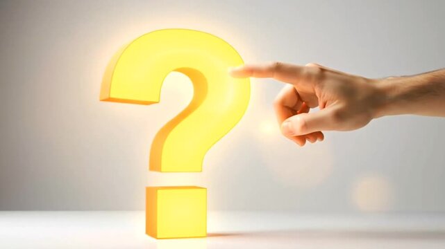 Hand Pointing to a Giant Question Mark
