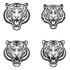 Fototapeta premium Dynamic Black Tiger Vector in Fierce Attack Pose – Perfect for Bold Logos, Streetwear, and Wildlife Branding. Thank You .