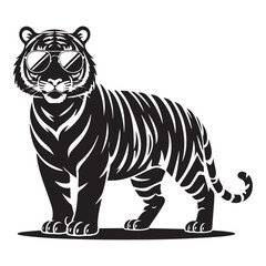 Fototapeta premium Dynamic Black Tiger Vector in Fierce Attack Pose – Perfect for Bold Logos, Streetwear, and Wildlife Branding. Thank You .