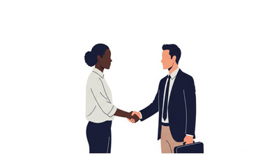 Business Handshake between African American Woman and Caucasian Man | Agreement, Partnership, Collaboration, and Success in Corporate Environment