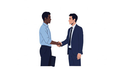 Business Deal Handshake Between Black and Caucasian Men | Professional Partnership Illustration for Diversity and Inclusion Marketing
