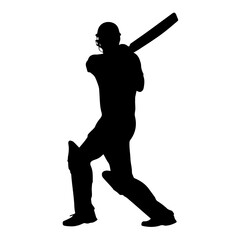 Cricketer Silhouette Collection – Batting Poses Clipart

