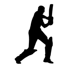 Cricketer Silhouette Collection – Batting Poses Clipart

