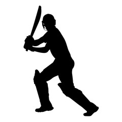 Cricketer Silhouette Collection – Batting Poses Clipart

