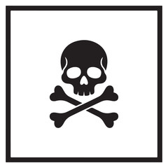 Warning Symbol: Skull and Crossbones on White Background