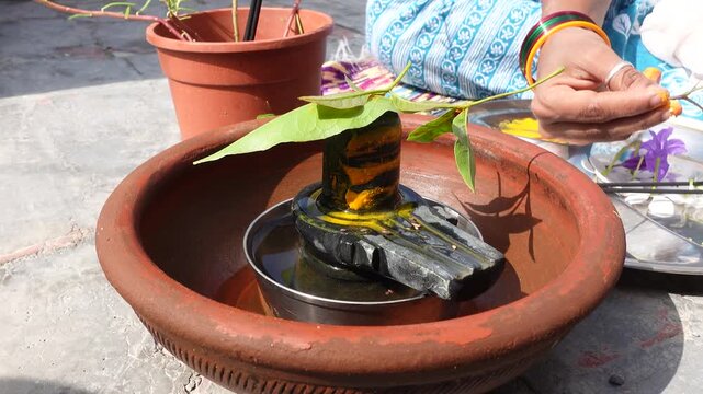 Worshipping Shiva Lingam Pooja on Shravan month at Home