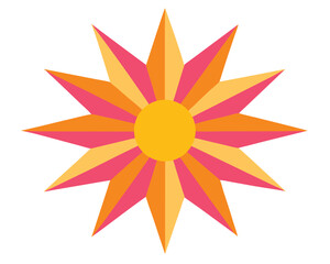 A colorful geometric flower with pointed petals isolated on white background Ai Generated