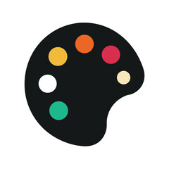 Silhouette of artist palette with paint dots for creative design on white background  