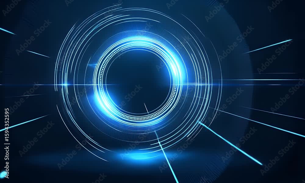 Sticker abstract futuristic blue background with glowing digital technology and circuit board elements in th