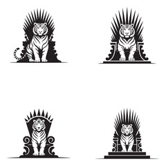 Minimalist Black Tiger Vector Illustration in Various Poses &ndash; Perfect for Logo Design, Tattoo Art, and Commercial Use . Thank You .