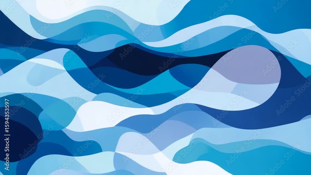 Poster abstract blue waves gradient background animation - seamless loopable motion graphics