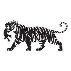 Fototapeta premium Minimalist Black Tiger Vector Illustration in Various Poses – Perfect for Logo Design, Tattoo Art, and Commercial Use . Thank You .