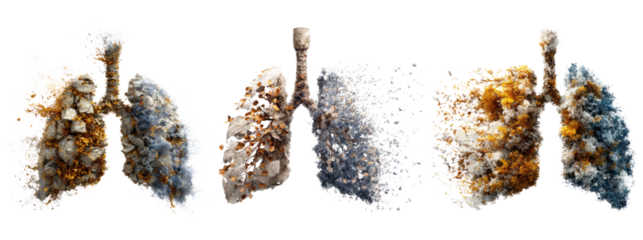 Lungs Artistic Representation with Colorful Textures on Transparent Background