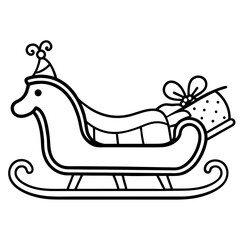 Obraz premium Festive Sleigh Ride Outline Illustration
