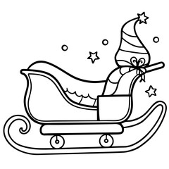 Festive Sleigh Ride Outline Illustration