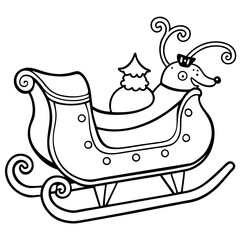 Festive Sleigh Ride Outline Illustration