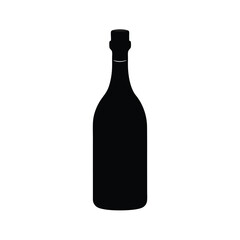 Silhouette of bottle with cork stopper on white background beverage or storage vessel